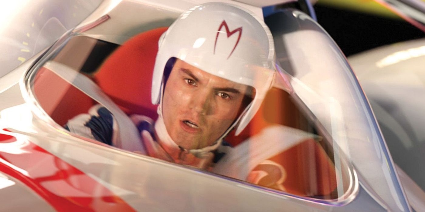 Emile Hirsch as Speed Racer in his car.