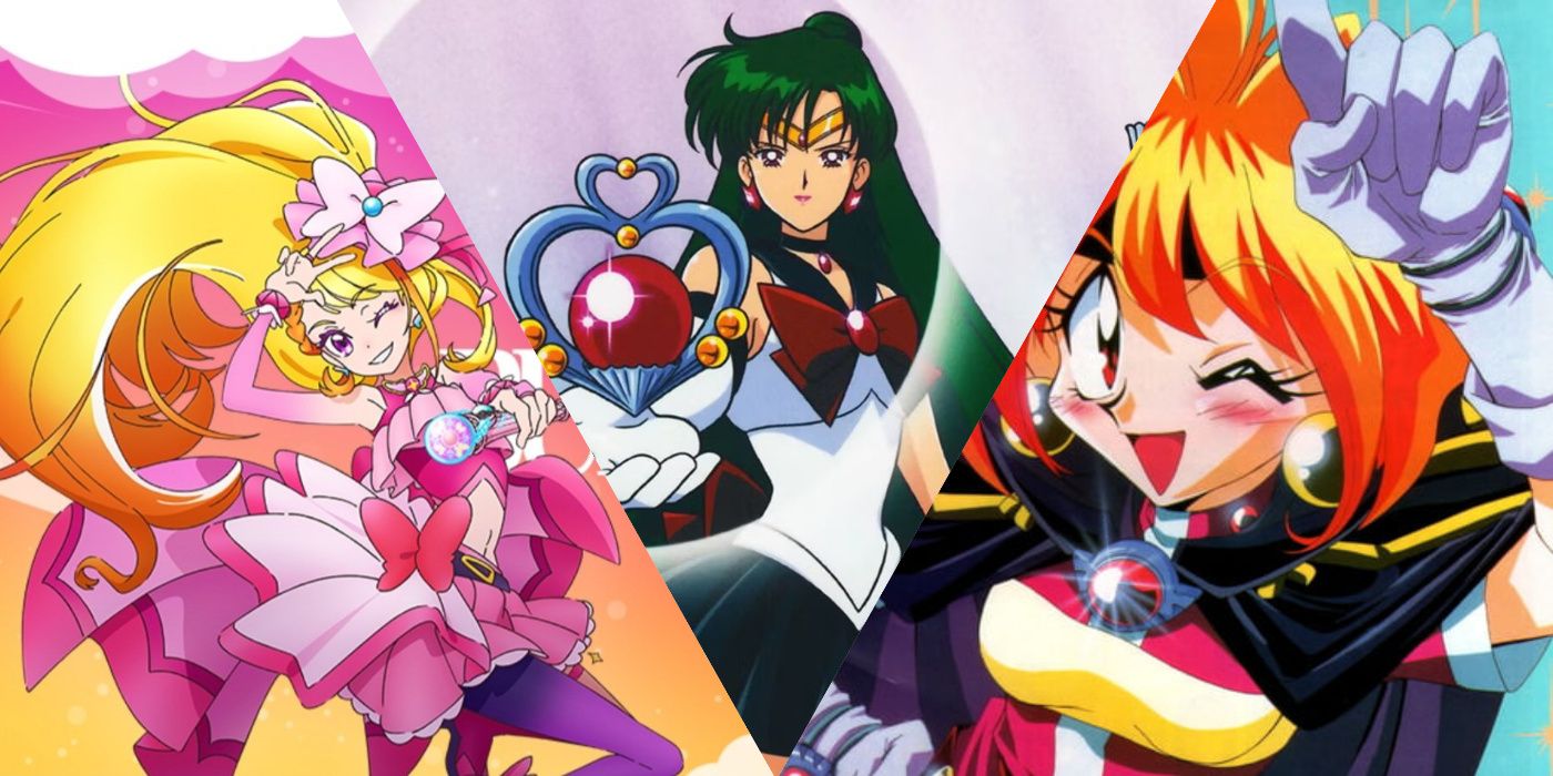 Split image of Cure Butterfly, Sailor Pluto, and Lina Inverse