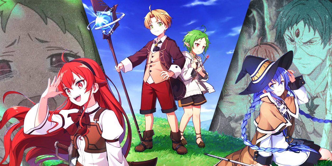Split Images of Mushoku Tensei characters, including Rudy, Eris, and Sylphie.