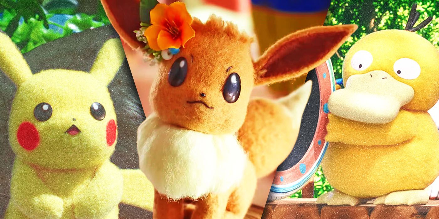 Split Images of Pikachu, Eevee, and Psyduck in Pokemon Concierge