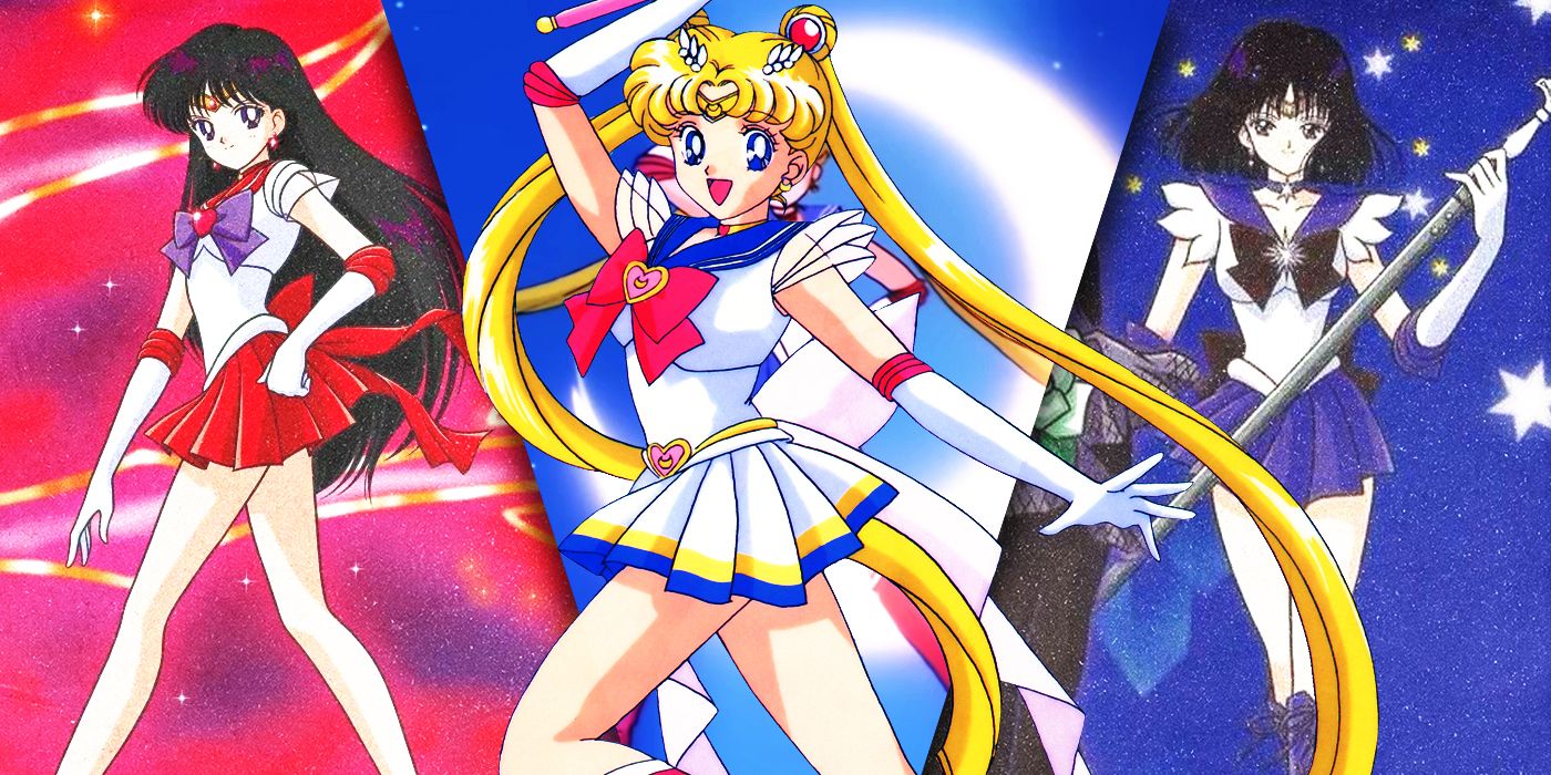Split Images of Sailor Mars, Sailor Moon, and Sailor Saturn