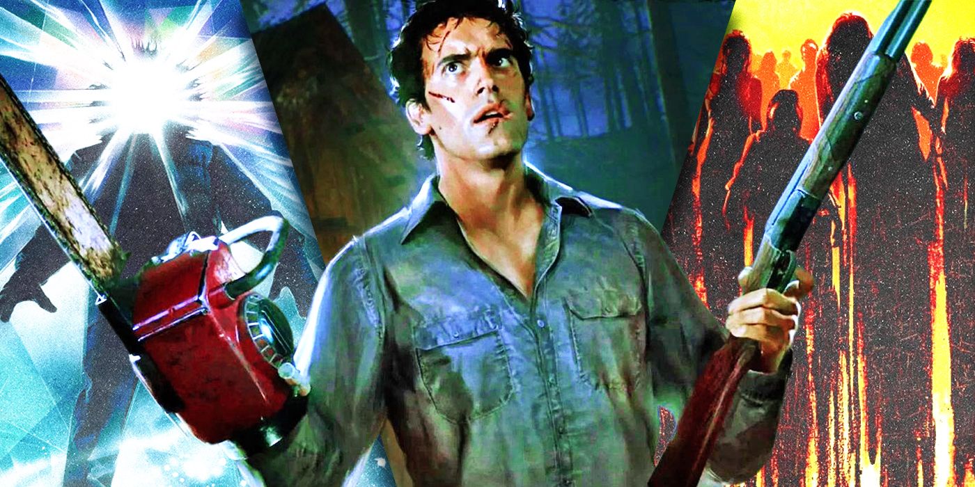 Split Images of The Thing, Evil Dead 2, and Dawn of The Dead