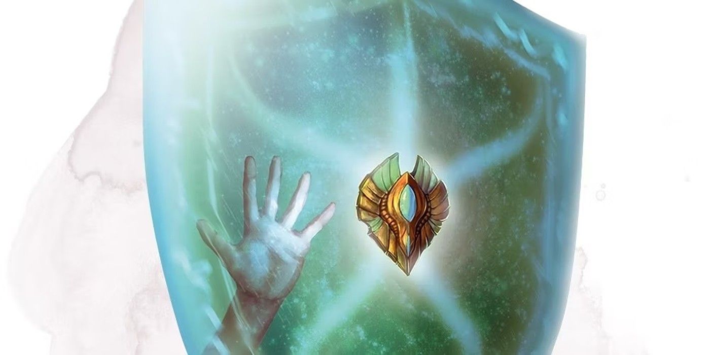 The image shows the animated shield with someone holding up their hand nearby