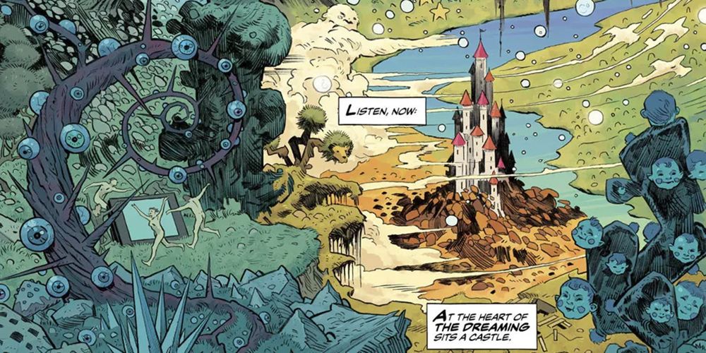 A castle sits at the heart of The Dreaming in Sandman Comics