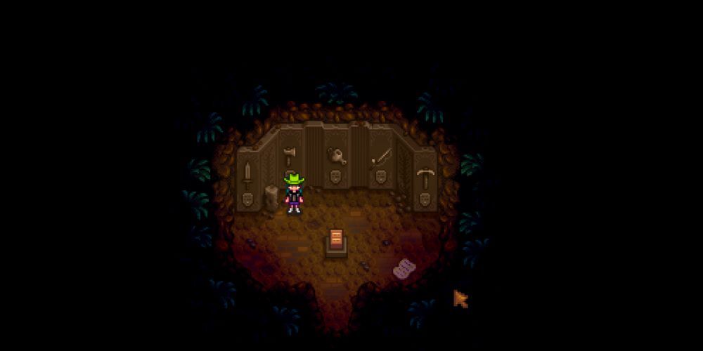 The farmer standing on the Mastery Cave in Stardew Valley 1.6