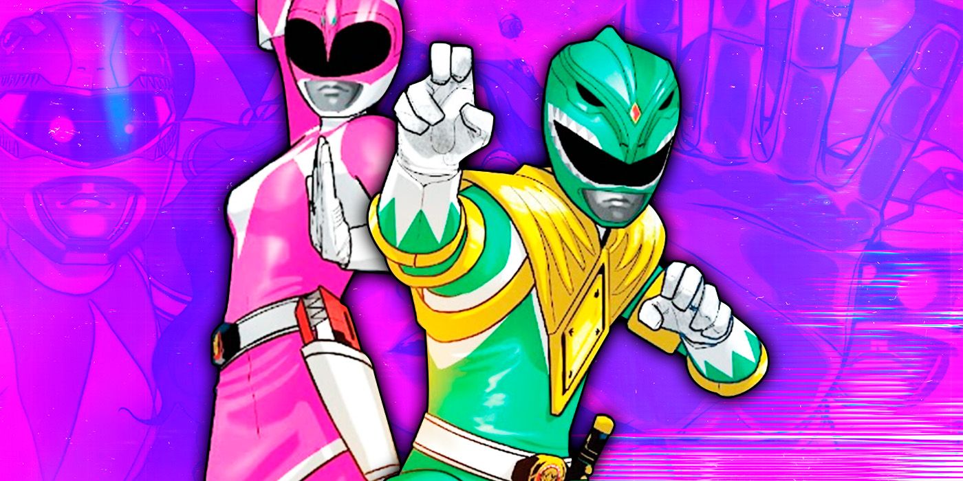 A collage of Kimberly Hart's Pink Ranger and Tommy Oliver's Green Ranger in MMPR: The Return