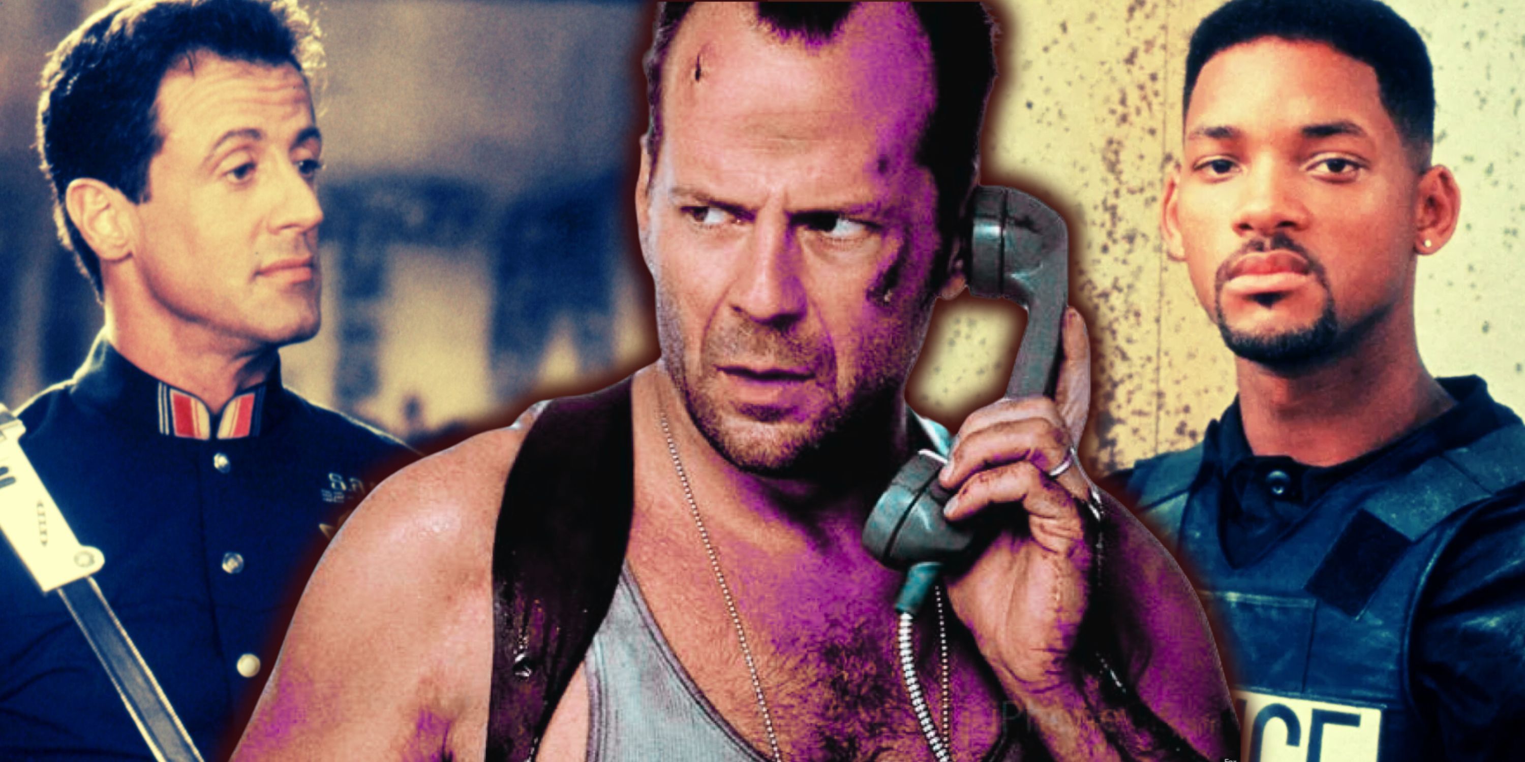 Composite image of John Spartan Demolition Man, John McClane Die Hard, Mike Lowry Bad Boys