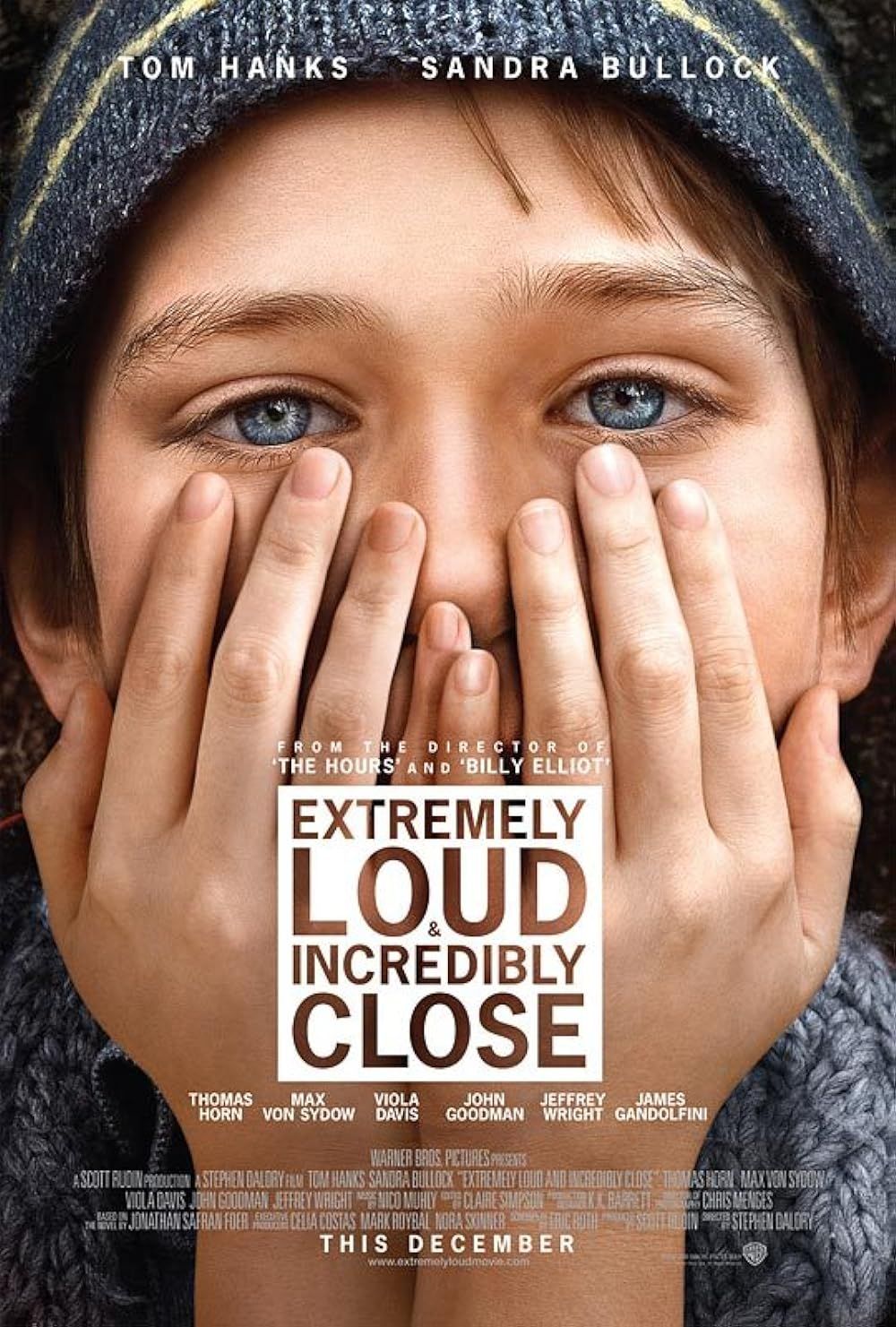 Thomas Horn stares directly at the viewer on the poster for Extremely Loud and Incredibly Close