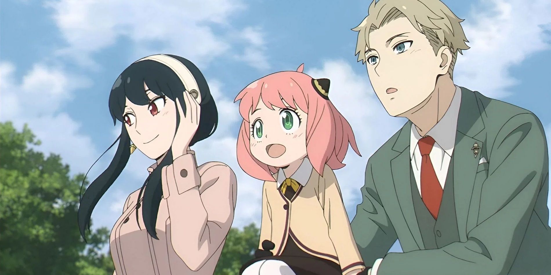 Yor, Anya and Loid/Twilight looking into the distance in Spy x Family