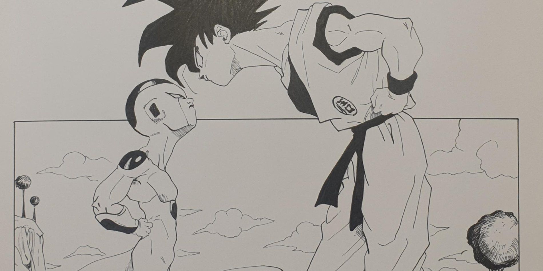 Goku and Frieza's staredown on Dragon Ball Chapter 309 by Akira Toriyama