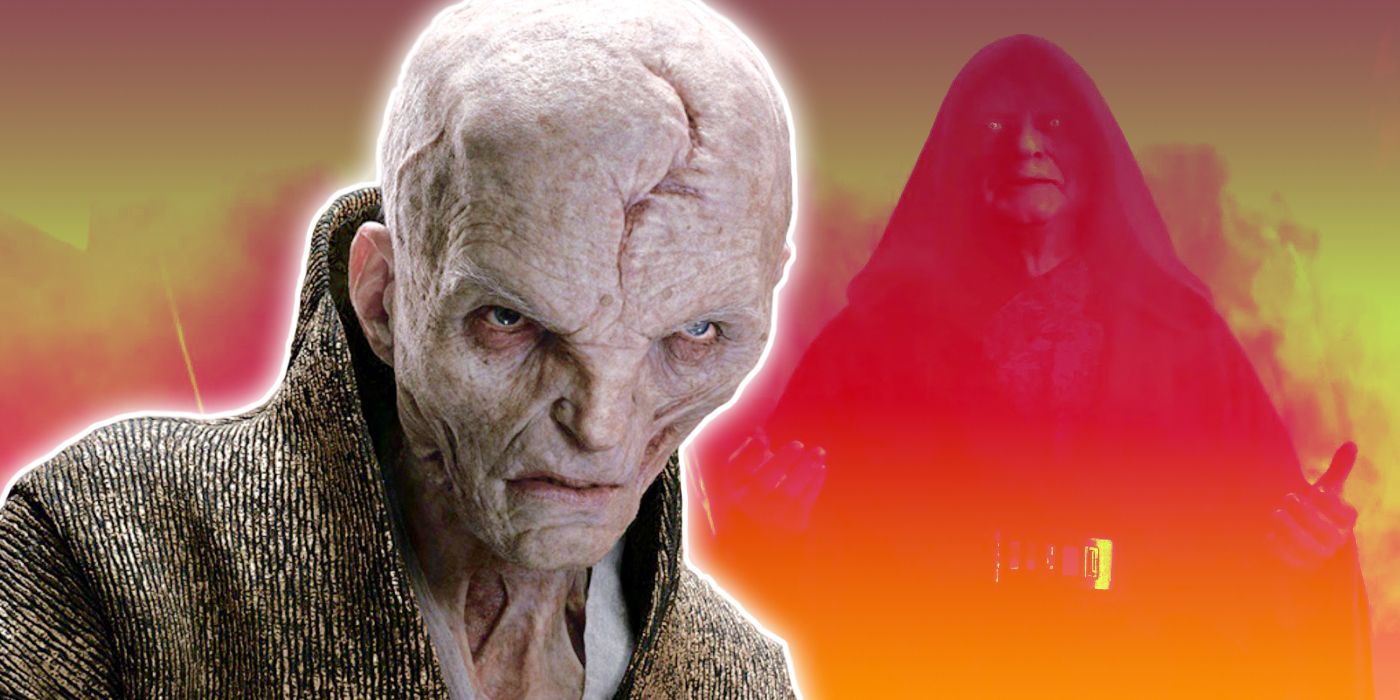 Supreme Leader Snoke with Emperor Palpatine from Star Wars in the background