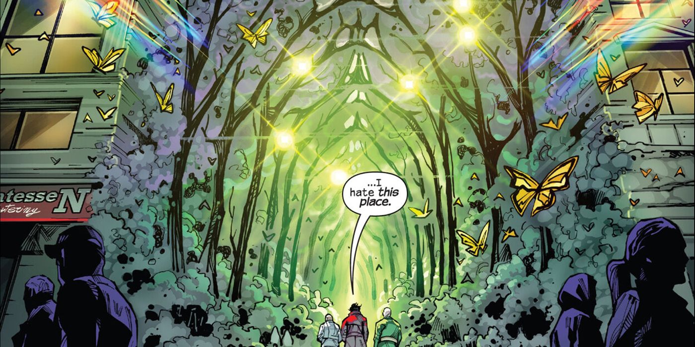 Wyn entering the library of worlds in Marvel Comics' G.O.D.S.