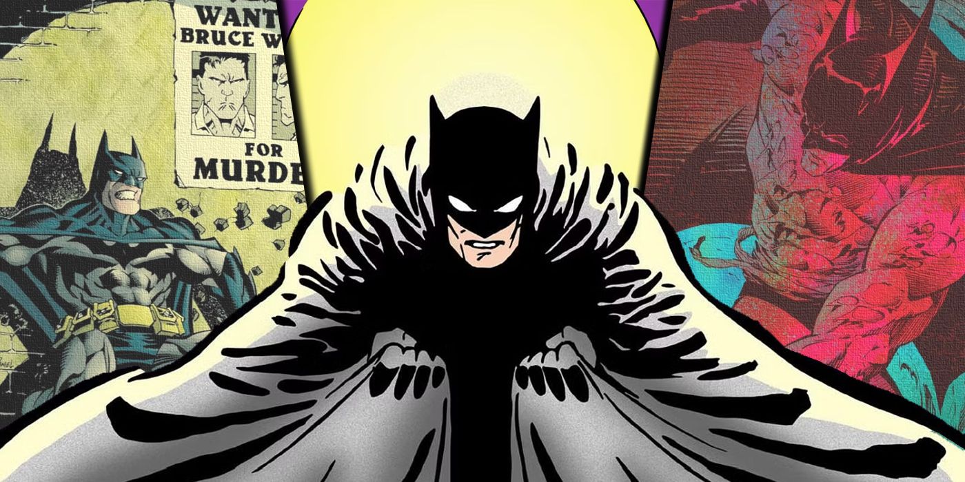 Split image of covers for Batman Year One, Batman Fugitive, and Batman The Cult