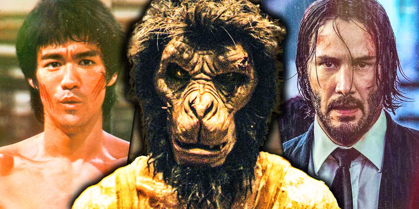 Images from Enter The Dragon, Monkey Man and John Wick