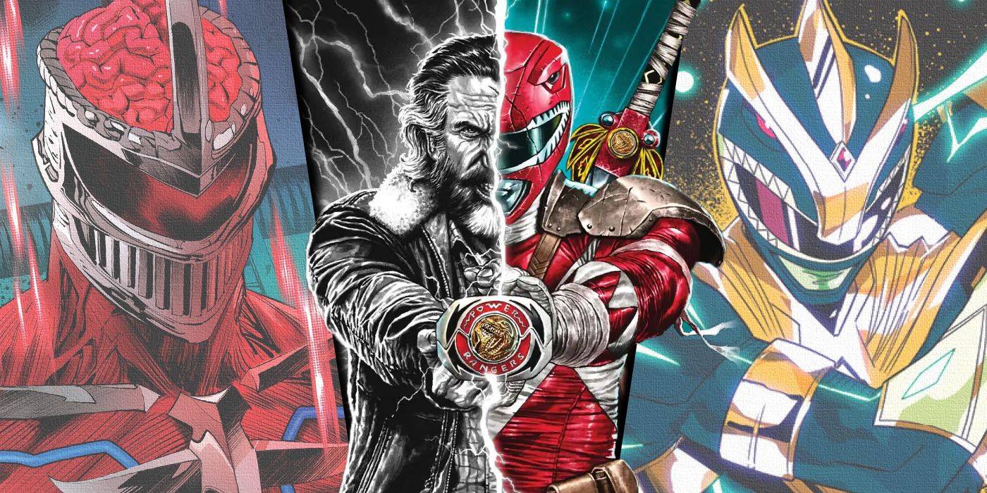 Split image of Lord Zedd, older Jason/Red Ranger, and the new Green Ranger from Power Rangers comics