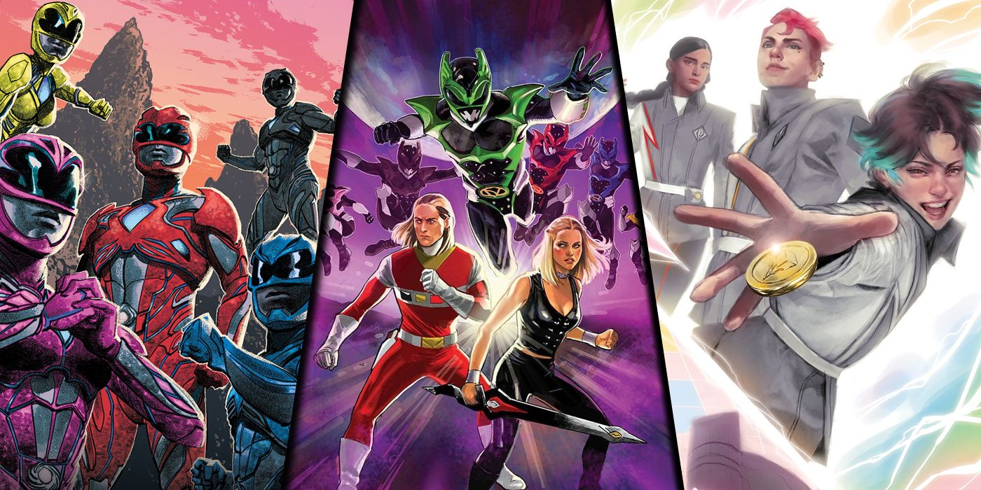 Split image of covers for Power Rangers: Aftershocks, MMPR: The Psycho Path, and Ranger Academy