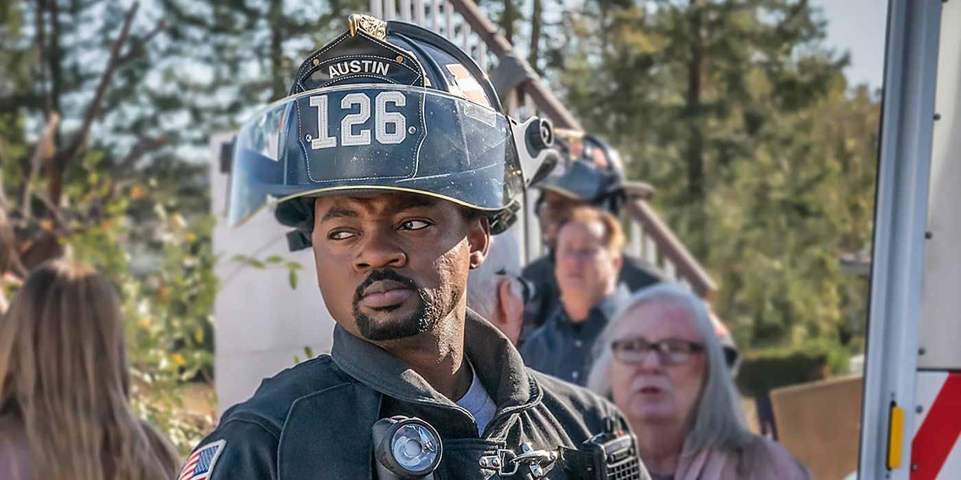 Paul Strickland (Brian Michael Smith) in his gear at a scene in 911 Lone Star episode "Studs"