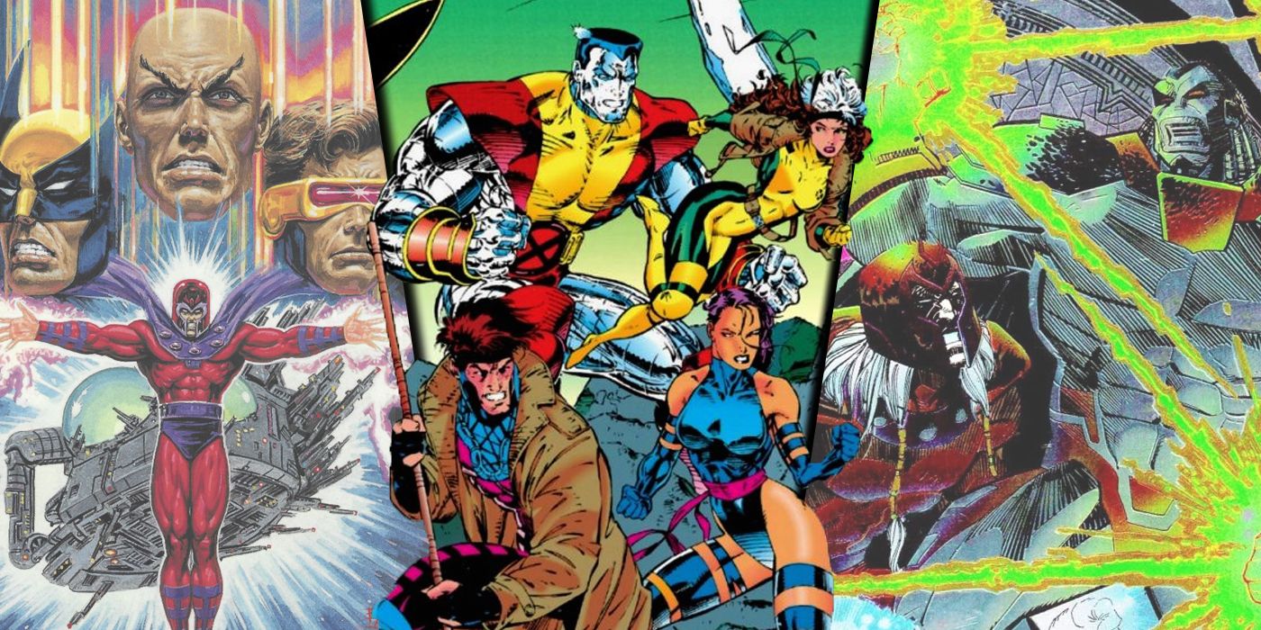 Split image of covers to important '90s X-Men comics