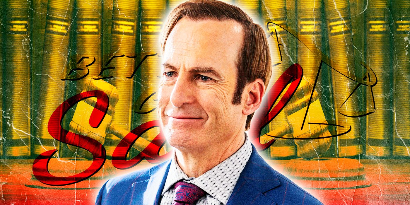 Jimmy McGill smiling in front of the Better Call Saul logo.
