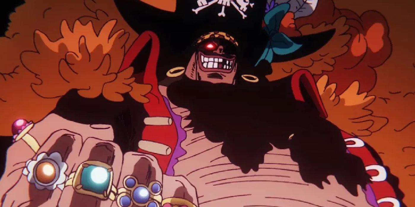 Blackbeard clenches his fist during the Egghead Arc in One Piece
