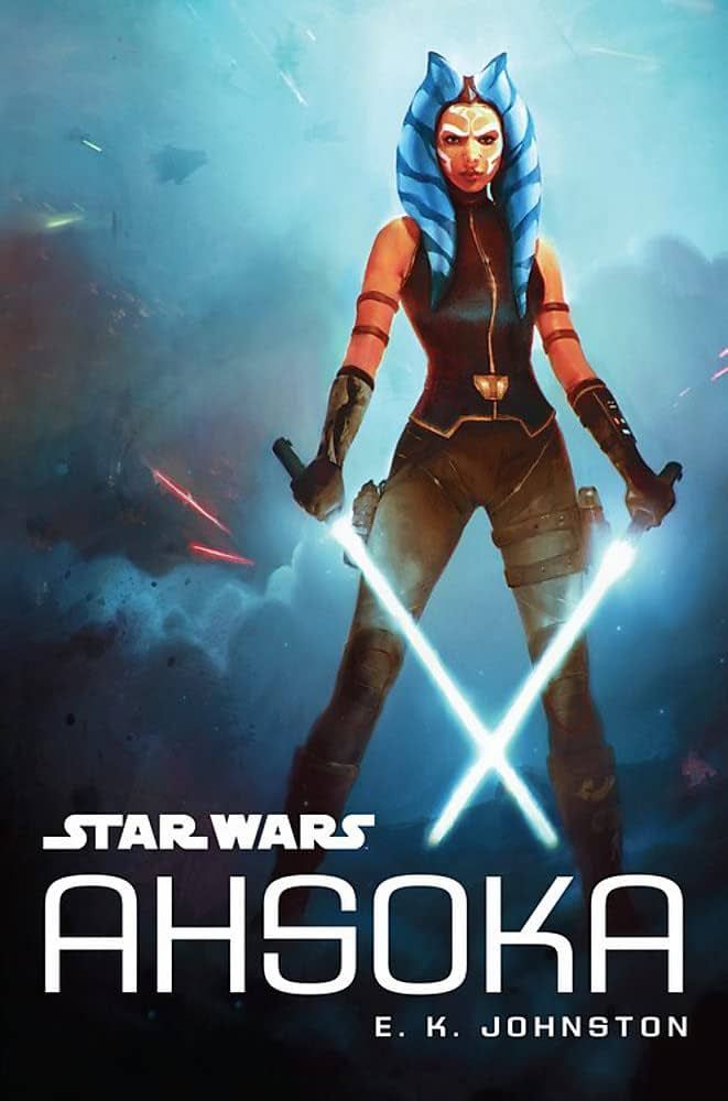 A foto mostra a capa do romance Star Wars Ahsoka, de Ek Johnston.