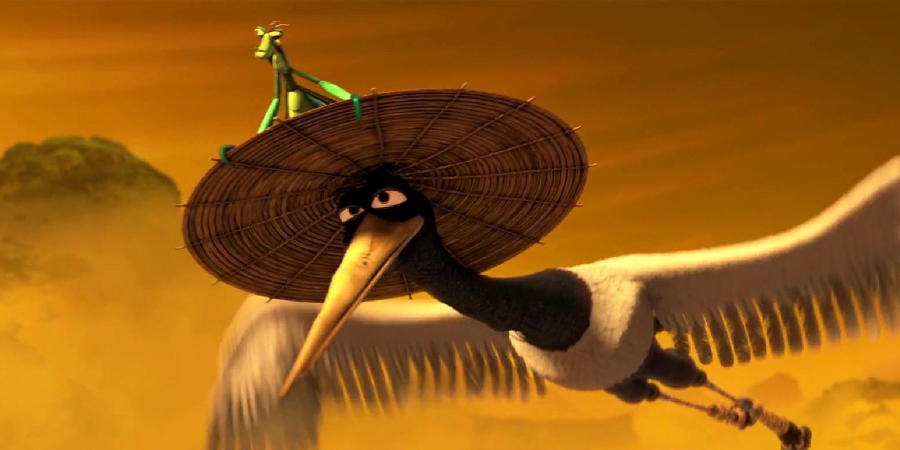 Crane e Mantis voam em uma missão paralela em Kung Fu Panda 3