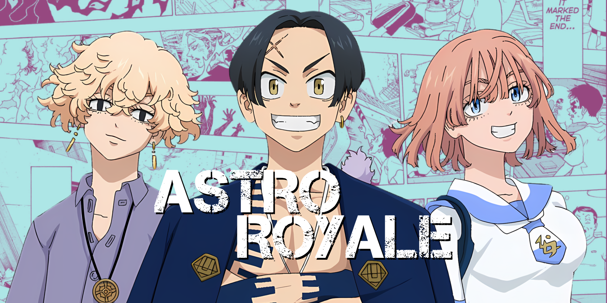Custom Image of Hibaru Yotsurugi with two other characters from Astro Royale