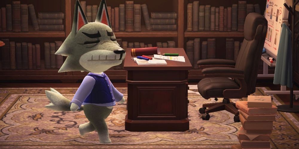 Dobie standing in his study in Animal Crossing_ New Horizons
