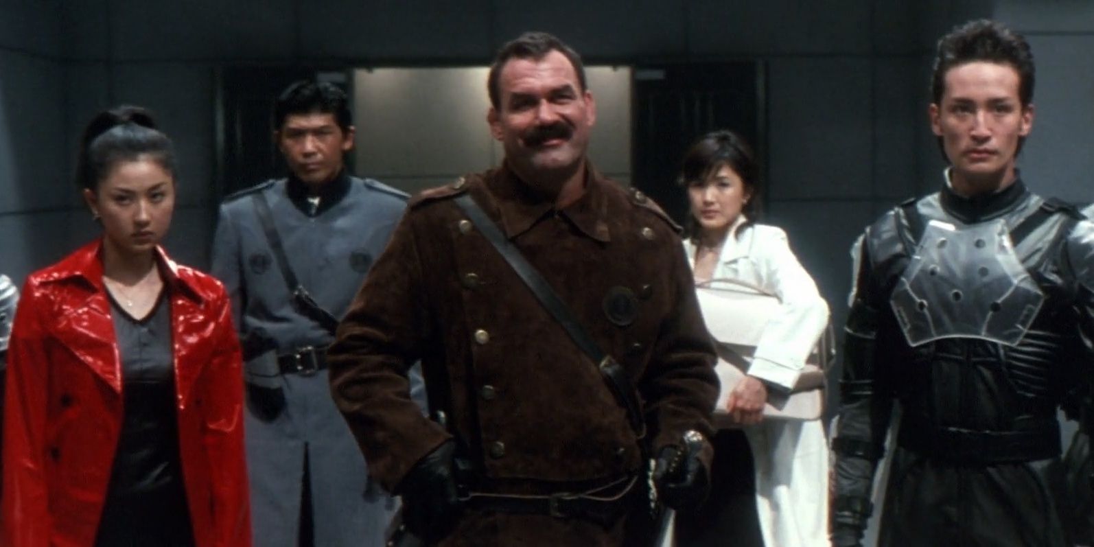 Don Frye as Douglas Gordon standing with the Earth Defense Force in Godzilla: Final Wars