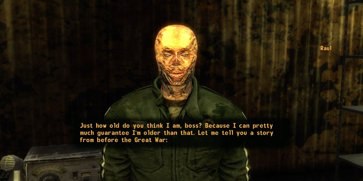Raul Tejada (Danny Trejo) talking to the Courier in Fallout: New Vegas.