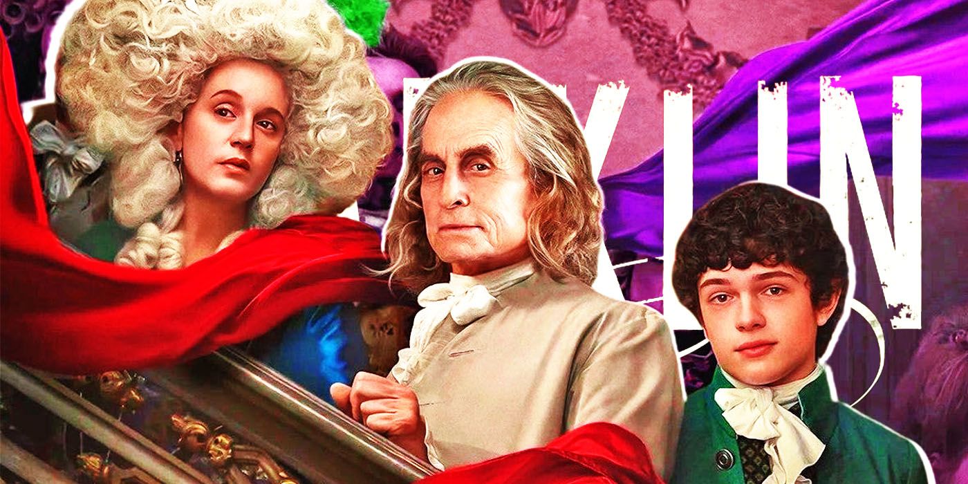 The cast of Apple TV's Franklin with Michael Douglas as Benjamin Franklin