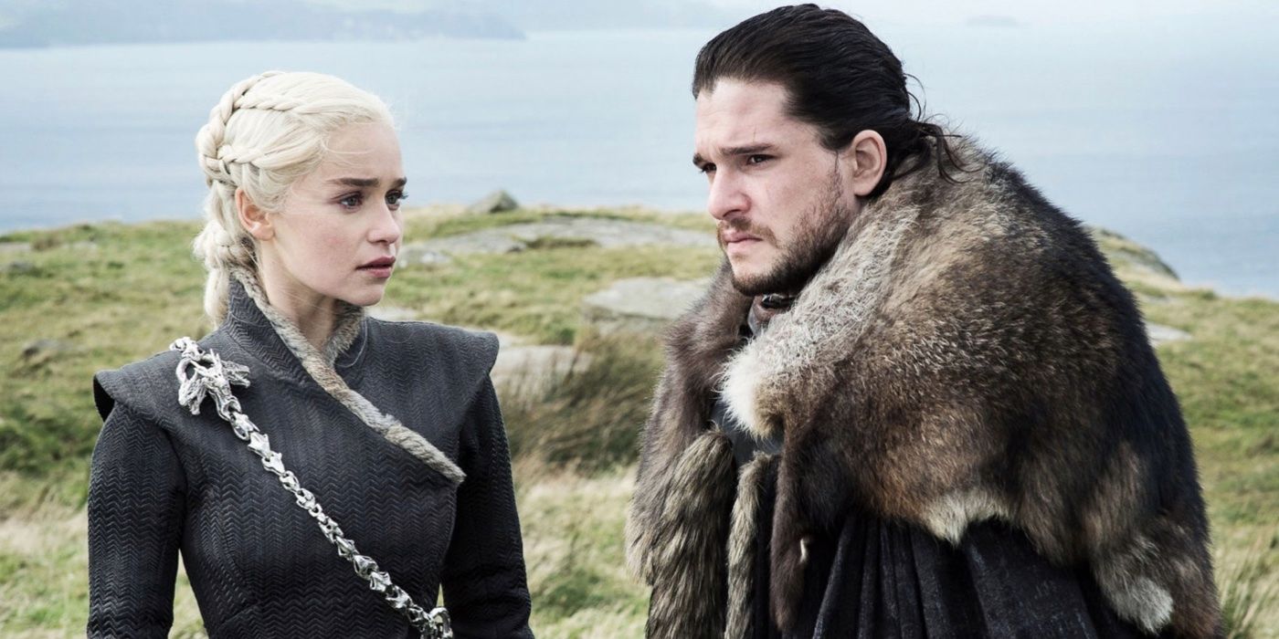 Daenerys Targaryen (Emilia Clarke) e Jon Snow (Kit Harington) em Dragonstone em Game of Thrones