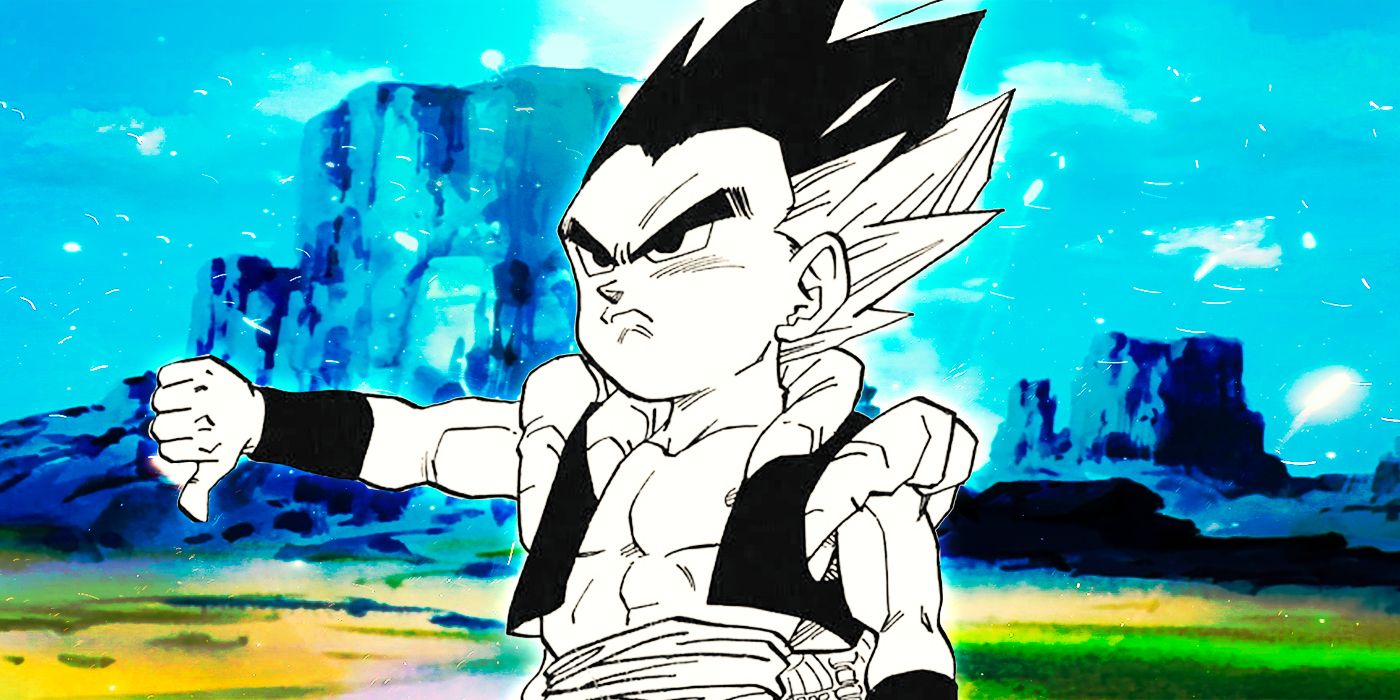 Gotenks from Dragon Ball frowning and doing a thumbs-down sign