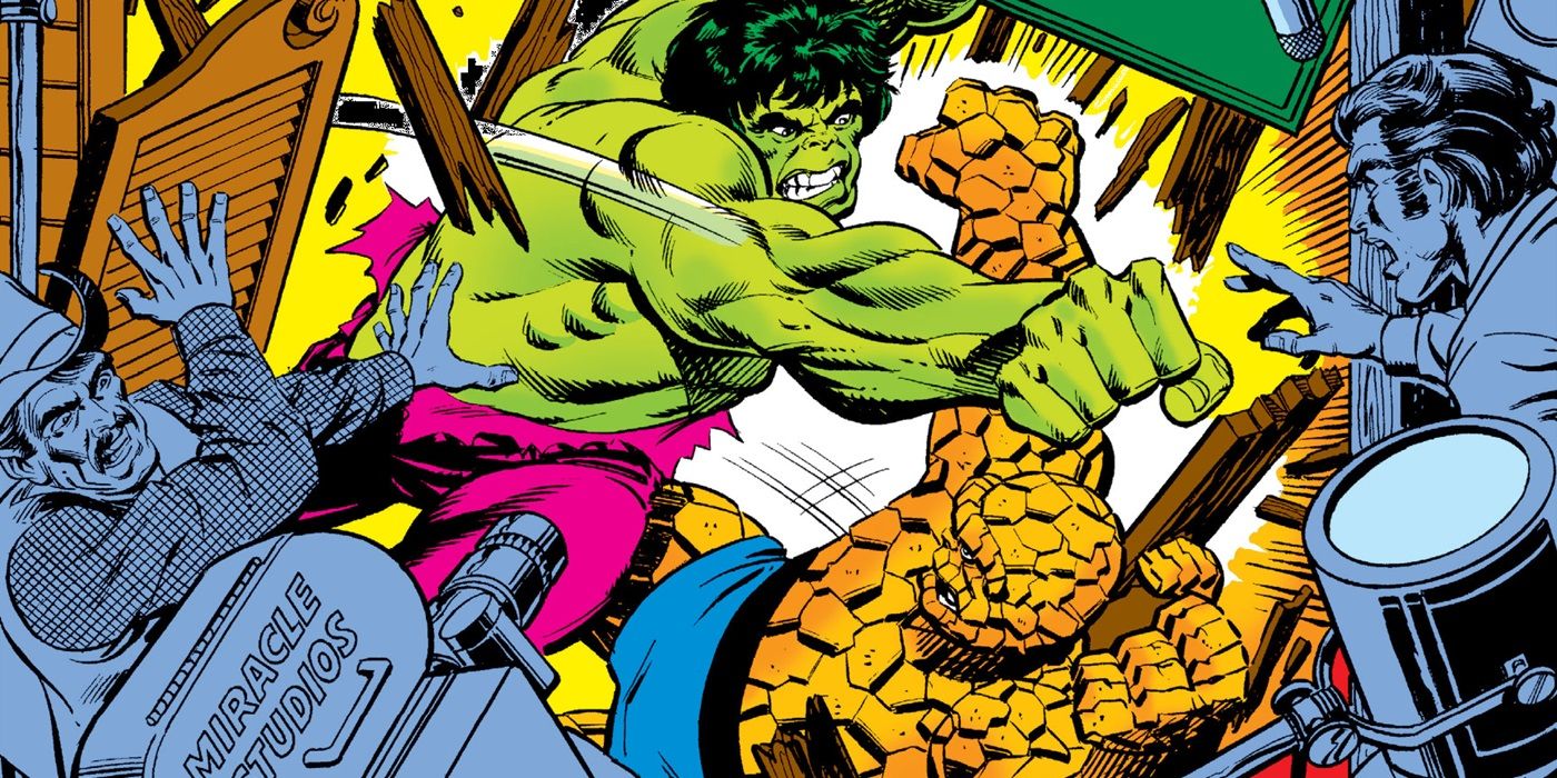 Hulk fights Thing at a TV studio