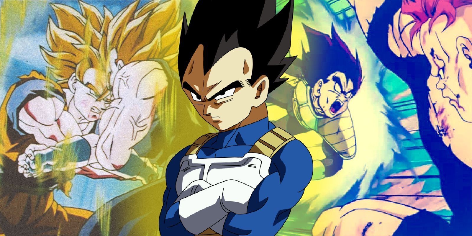 Vegeta fighting Goku as a Majin and Recoome of the Ginyu Force in Dragon Ball Z