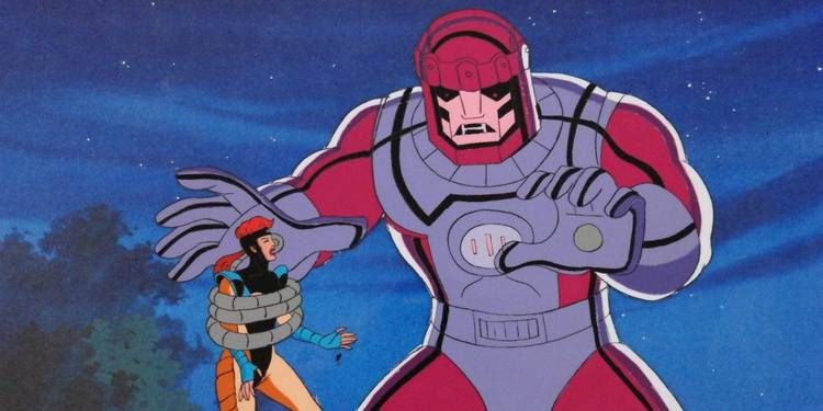 Jean Grey is held captive by a Sentinel in "Night of the Sentinels" in X-Men The Animated Series