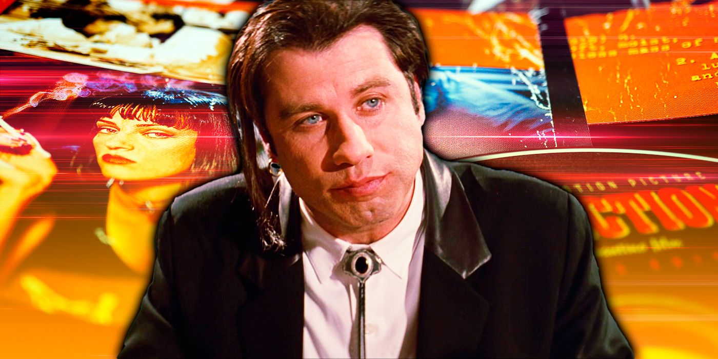 John Travolta and Pulp Fiction on the background