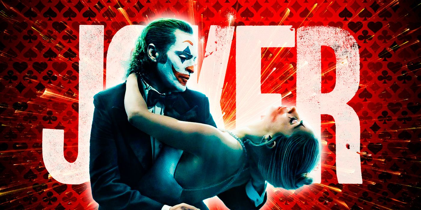 Joker and Harley dancing in front of the Joker 2 logo.