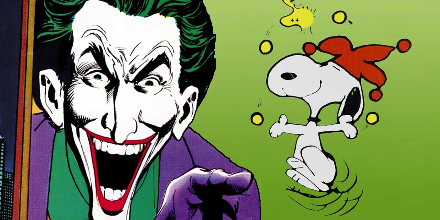 Joker with Snoopy, dressed as a Joker