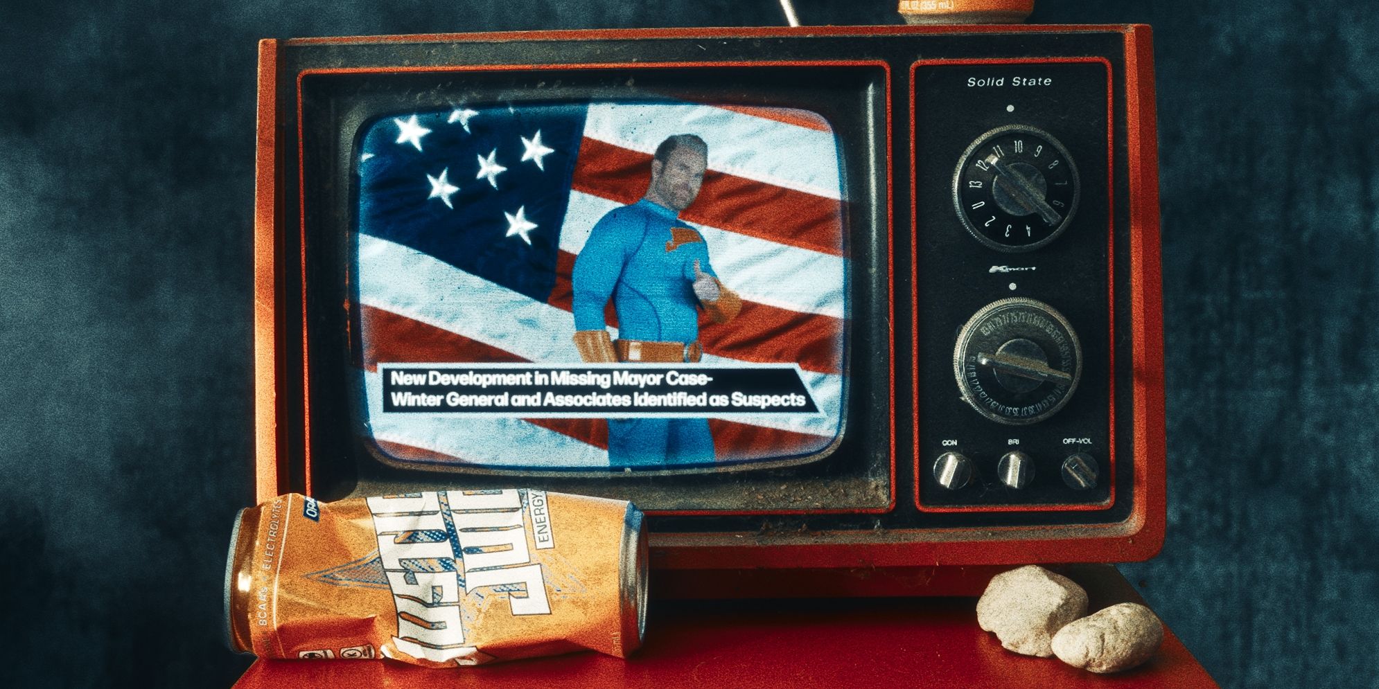 В клипе «Корпорация злодеев» показана безумная телевизионная реклама супергеройского «Justice Juice»