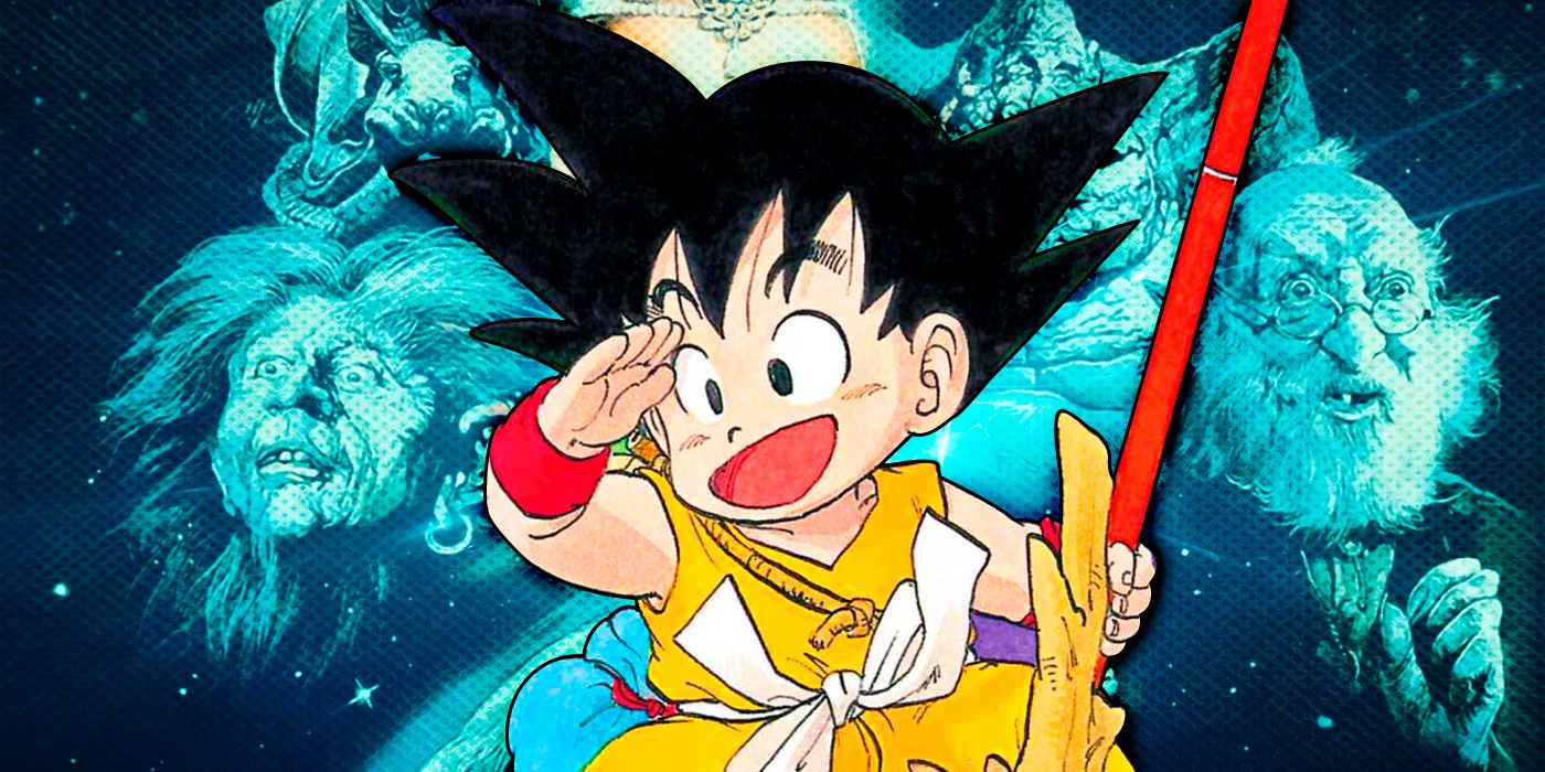 Kid Goku from Dragon Ball in front of a promo image from The NeverEnding Story.