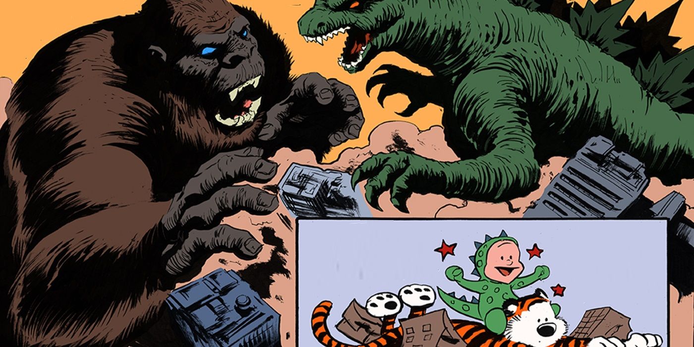 Calvin and Hobbes play as Kong vs. Godzilla