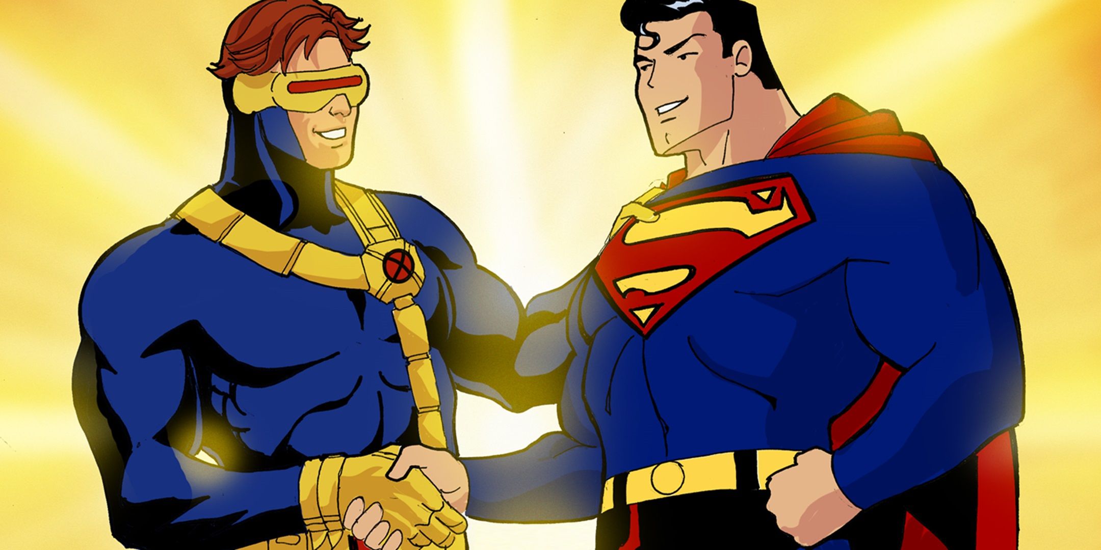 Cyclops shakes hands with Superman