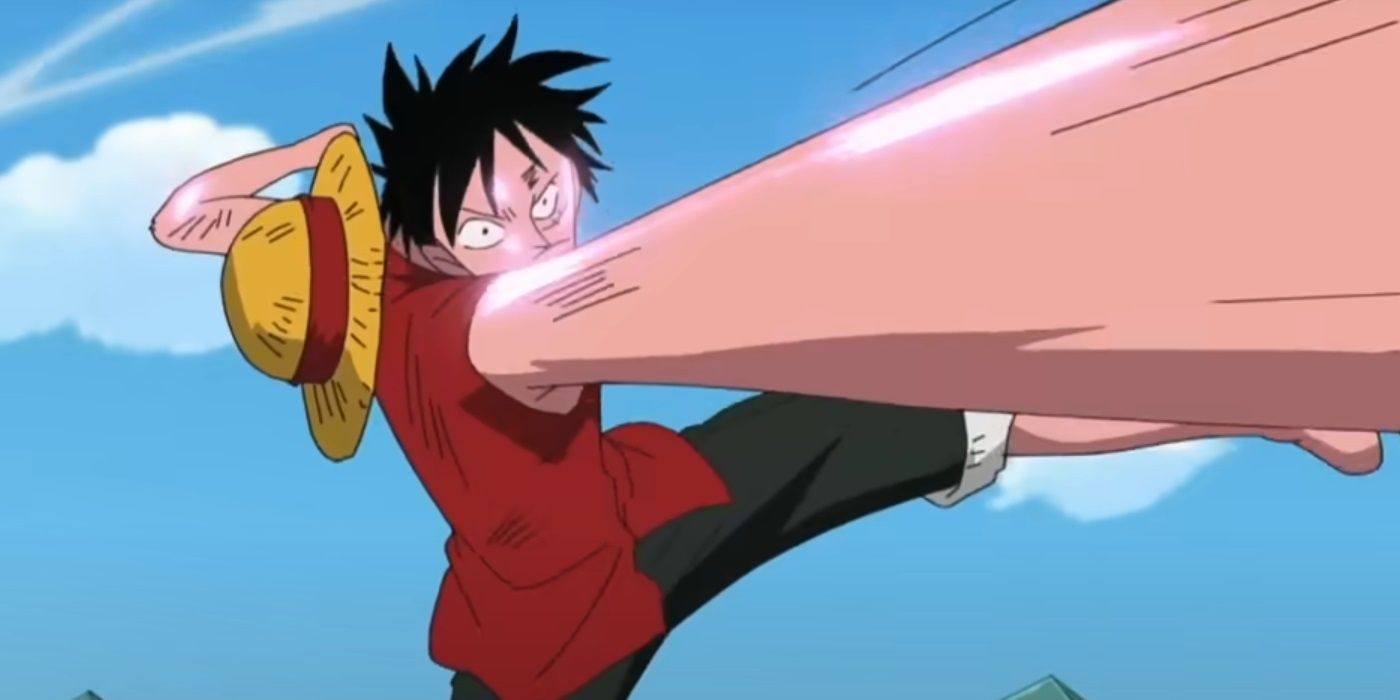 luffy throws a punch with gear 2