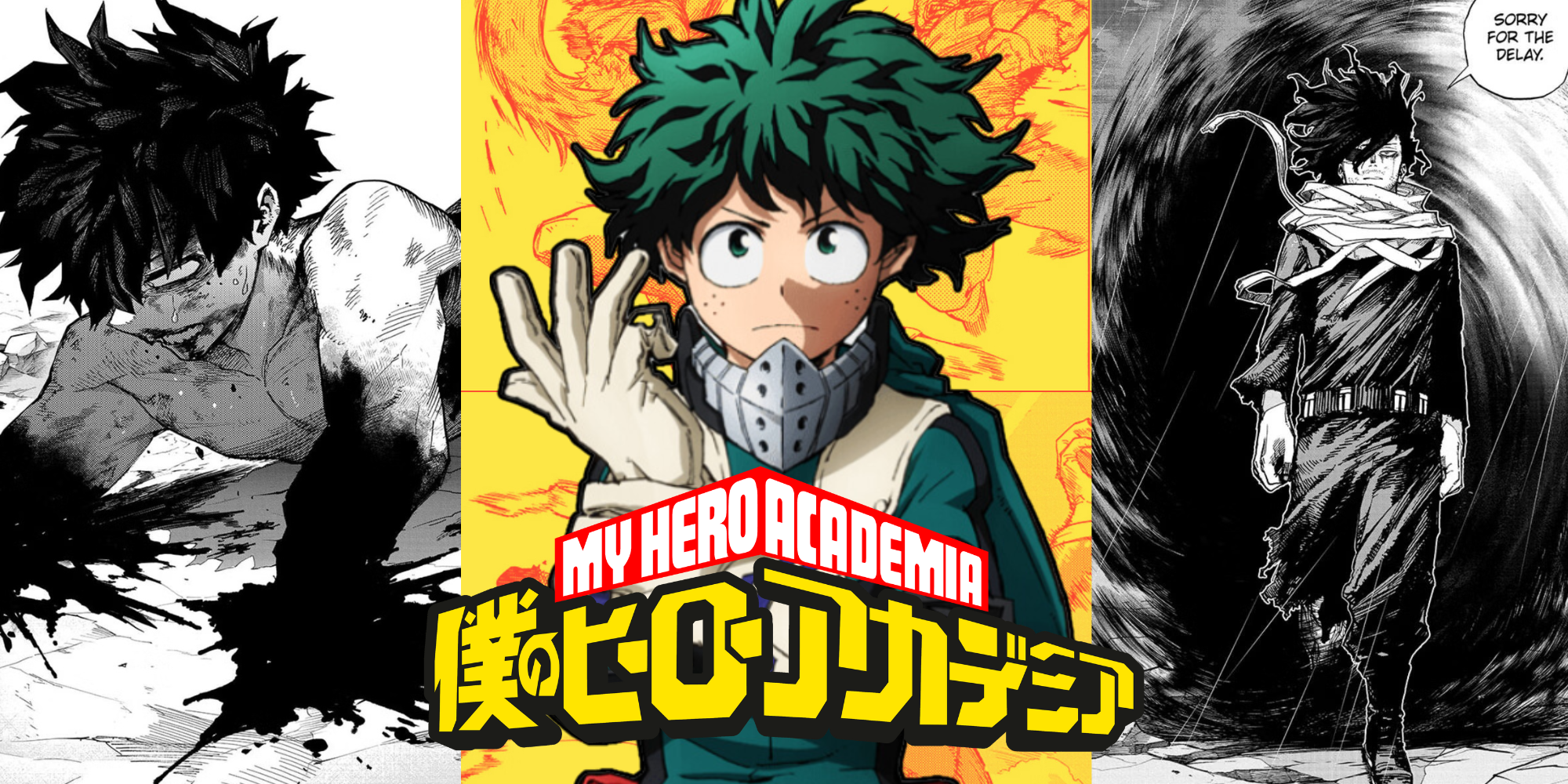 Custom Image of Deku with MHA Chapter 419 panels in the background