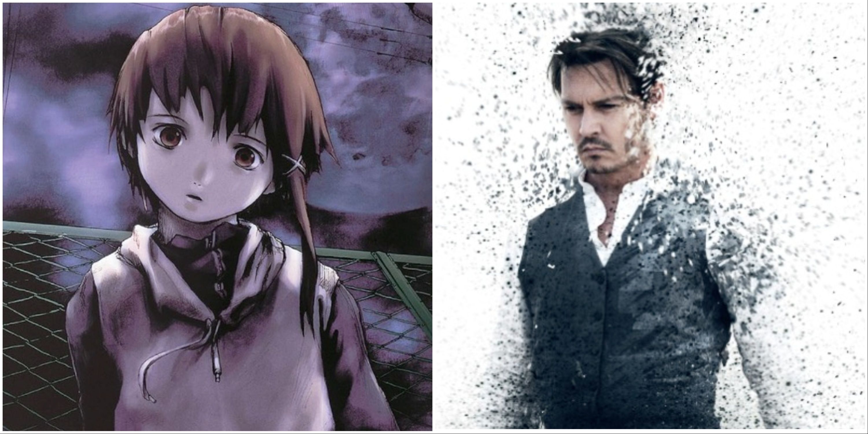 A split image showing the posters of Serial Experiments Lain and Transcendence