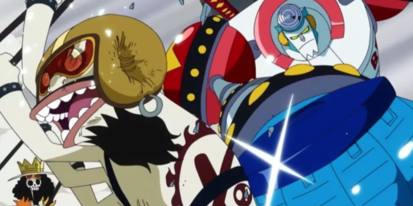 Franky using the General Franky to punch a Fish-Man in One Piece 