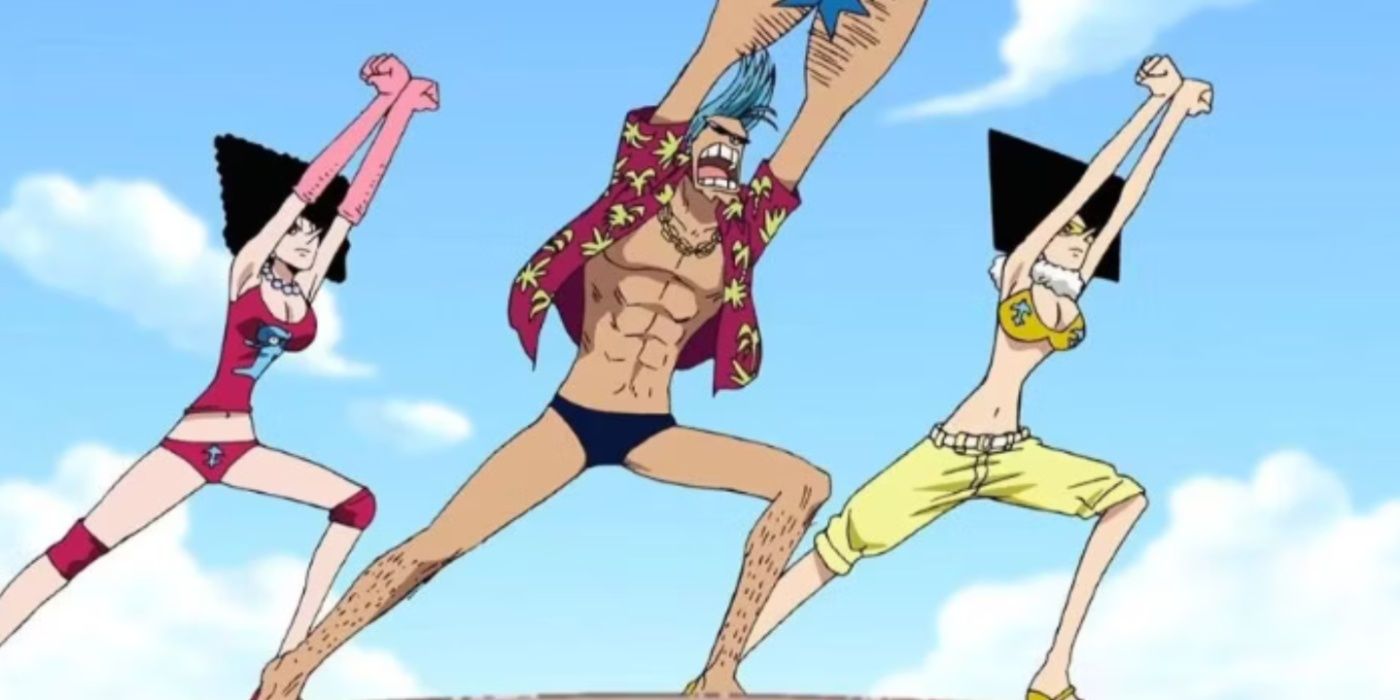 Franky striking his iconic pose in Water 7 in One Piece