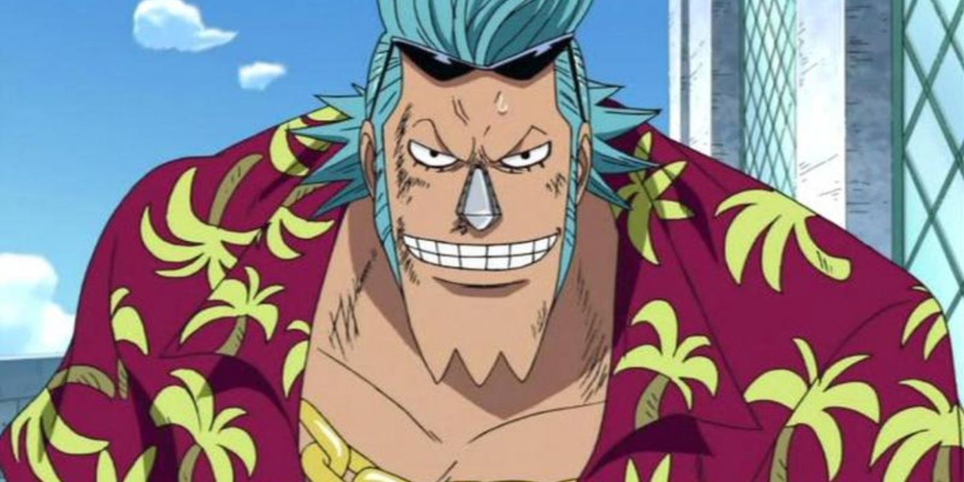 Franky smiling defiantly at Soandam during One Piece's Ennies Lobby arc
