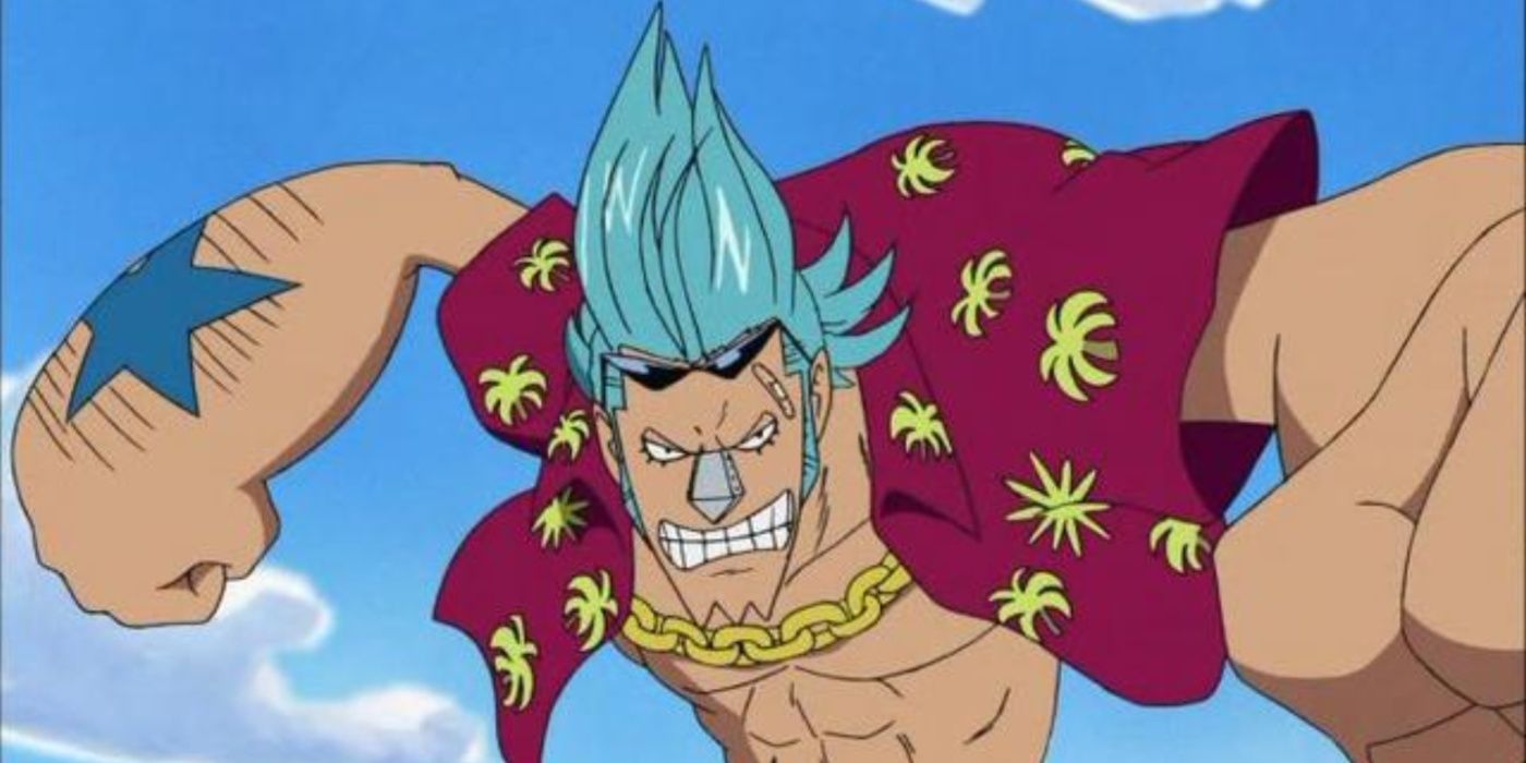 Franky charging at Spandam so he can punch him during One Piece's Ennies Lobby arc